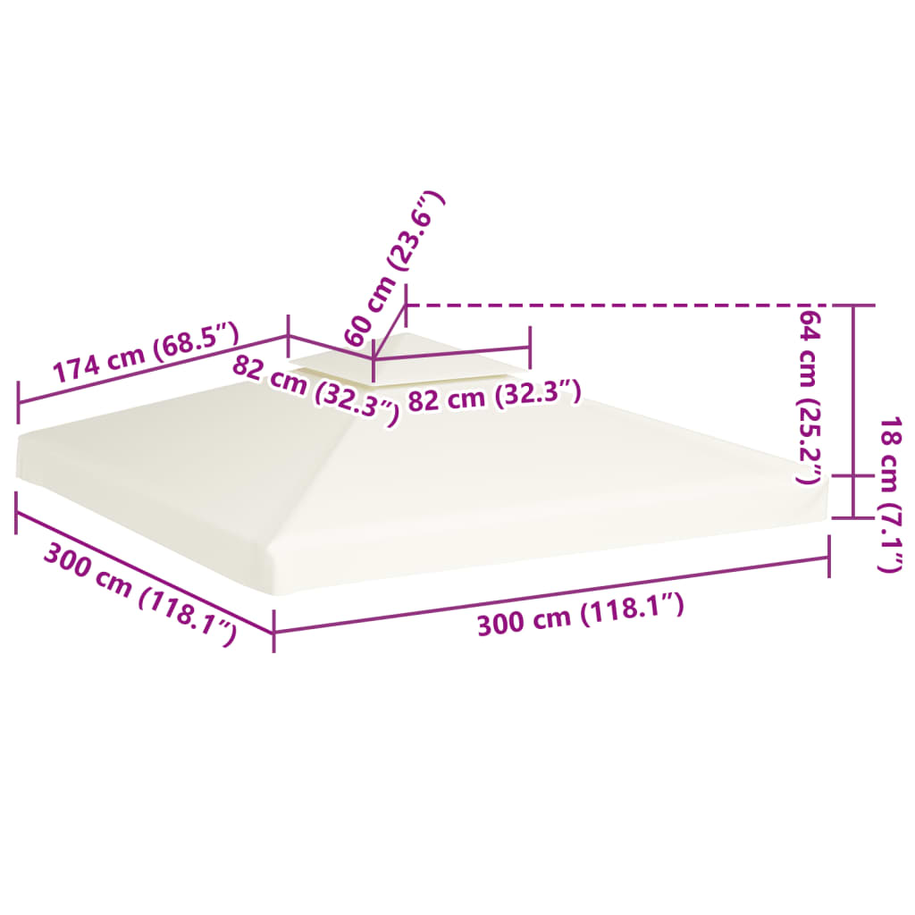 vidaXL Gazebo Canopy | Cream White | Polyester, PVC coated | 3x3 metres