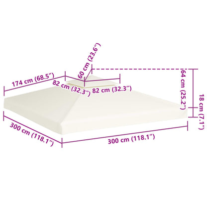 vidaXL Gazebo Canopy | Cream White | Polyester, PVC coated | 3x3 metres