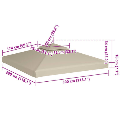 vidaXL Cover For Pavilion | Beige | Polyester with PVC coating | 3x3 metres