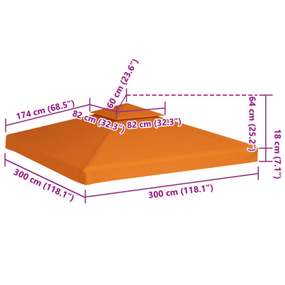 vidaXL Gazebo Canopy | Orange | Polyester with PVC Coating | 3m x 3m