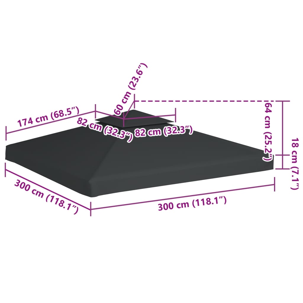 vidaXL Gazebo Canopy | Dark Grey | Polyester with PVC coating | 3x3m
