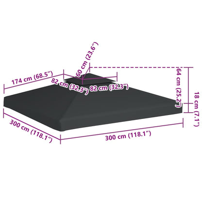 vidaXL Gazebo Canopy | Dark Grey | Polyester with PVC coating | 3x3m