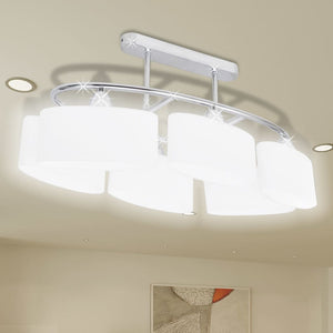 Ceiling Lamp with Ellipsoid Glass Shades for 6 E14 Bulbs