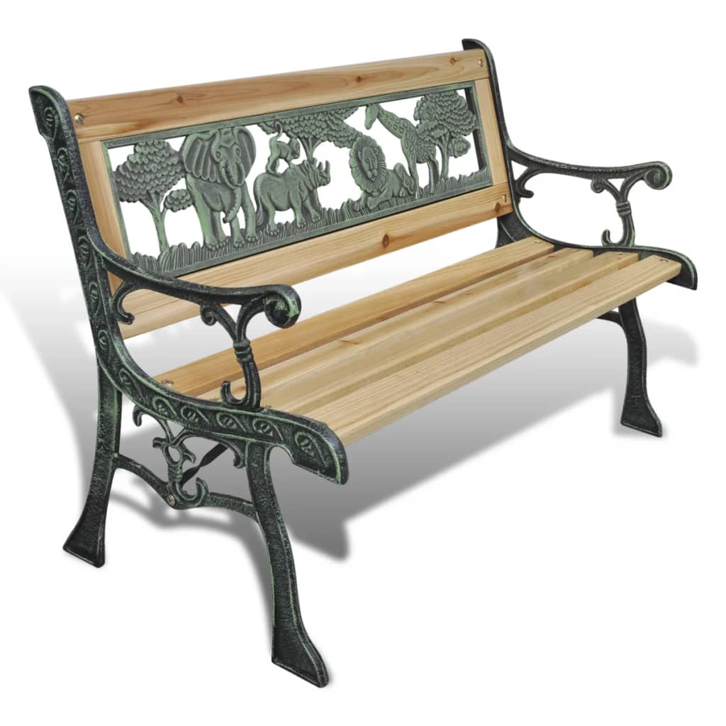 vidaXL Garden Bench | Bronze and Wood | Wood and Iron | 84 cm