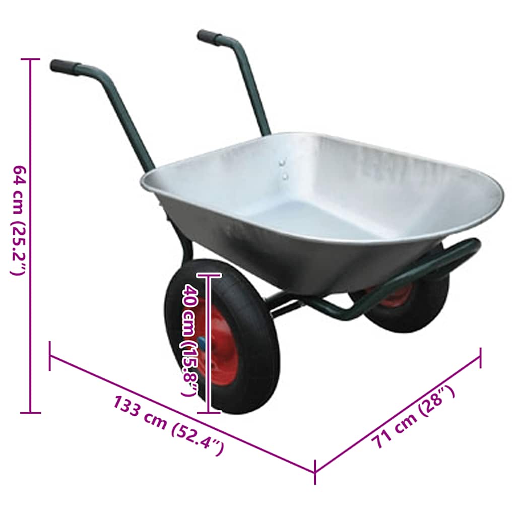 Gardening Tool Wheelbarrow Two Wheels 66 L