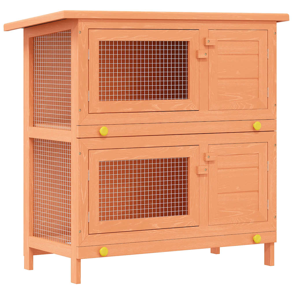 vidaXL Outdoor Rabbit Hutch Small Animal House Pet Cage 4 Doors Wood