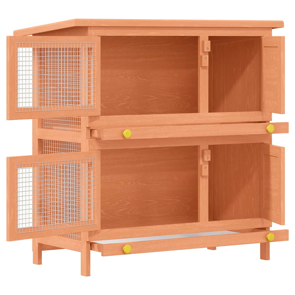 vidaXL Outdoor Rabbit Hutch Small Animal House Pet Cage 4 Doors Wood