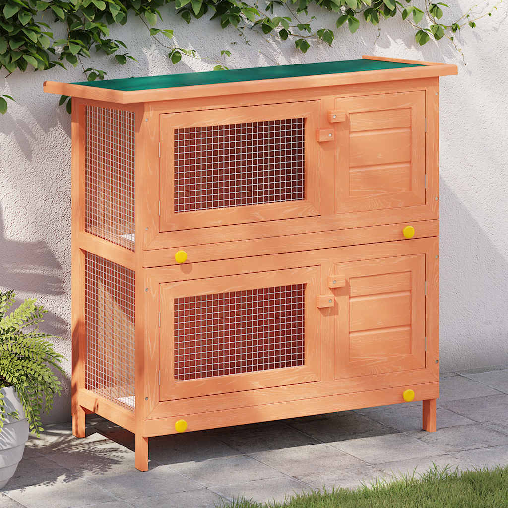 vidaXL Outdoor Rabbit Hutch Small Animal House Pet Cage 4 Doors Wood