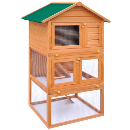 vidaXL Outdoor Rabbit Hutch Small Animal House Pet Cage 3 Layers Wood