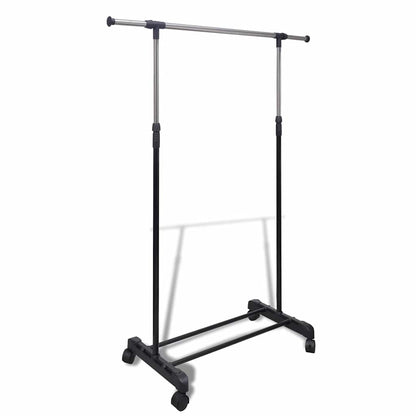vidaXL Clothes Rack | Silver, Black | Stainless Steel, PP Plastic | Adjustable