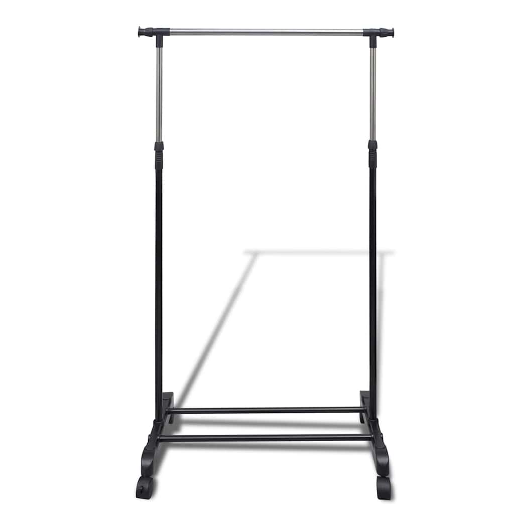 vidaXL Clothes Rack | Silver, Black | Stainless Steel, PP Plastic | Adjustable