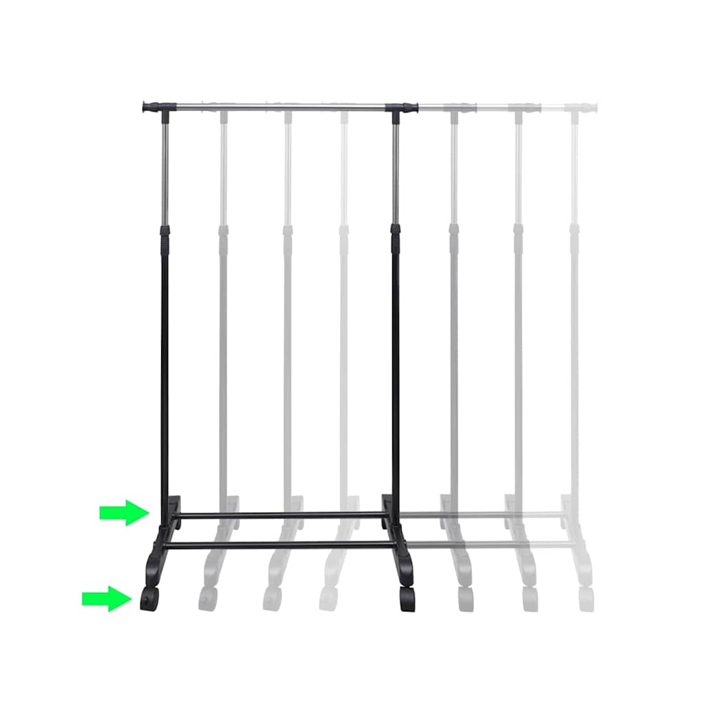 vidaXL Clothes Rack | Silver, Black | Stainless Steel, PP Plastic | Adjustable