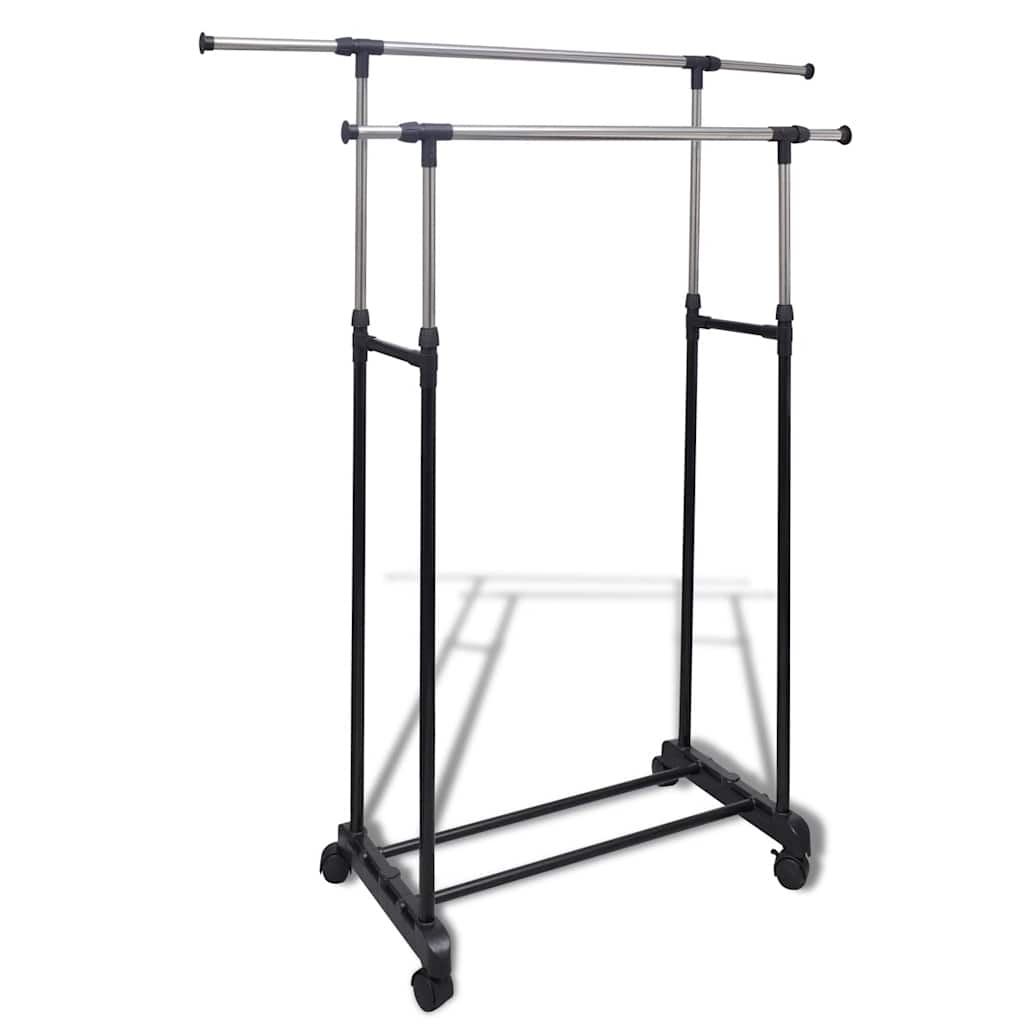 vidaXL Clothes Rack | Black and Silver | Stainless Steel, PP Plastic