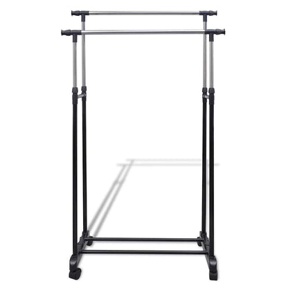 vidaXL Clothes Rack | Black and Silver | Stainless Steel, PP Plastic