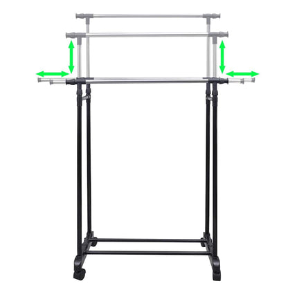 vidaXL Clothes Rack | Black and Silver | Stainless Steel, PP Plastic