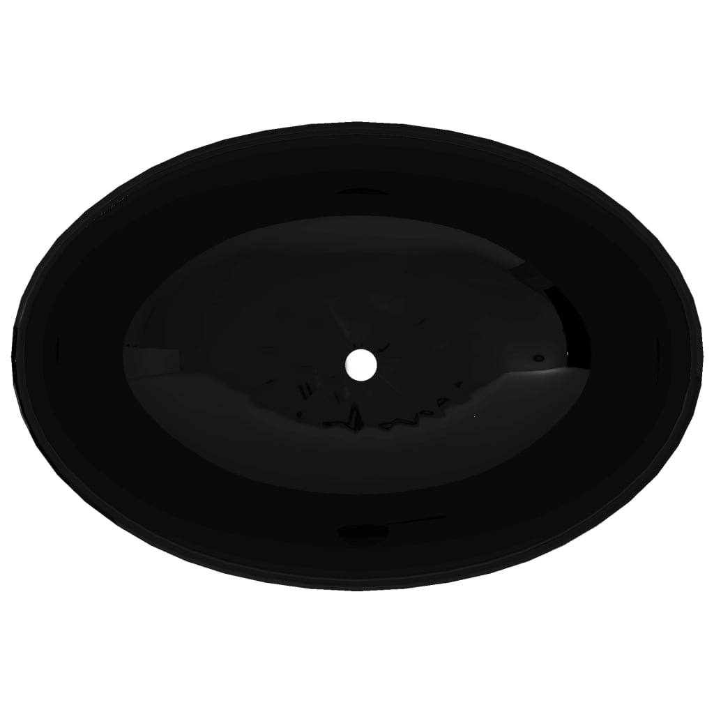 vidaXL Luxury Ceramic Basin Oval-shaped Sink Black 40 x 33 cm