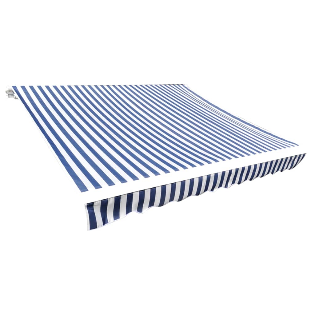 vidaXL Awning Top Sunshade Canvas Blue & White 4 x 3 m