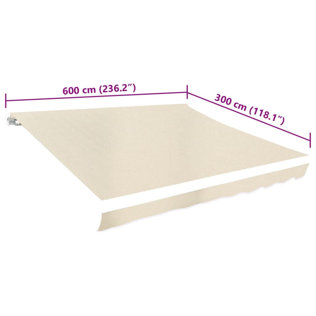 vidaXL Awning Top Sunshade Canvas Cream 6 x 3 m