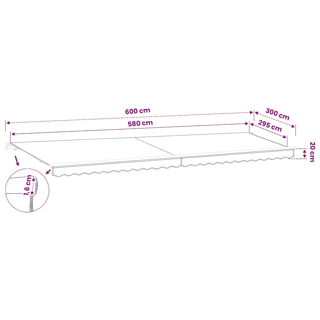 vidaXL Awning Replacement Fabric Cream 600x300 cm Polyester