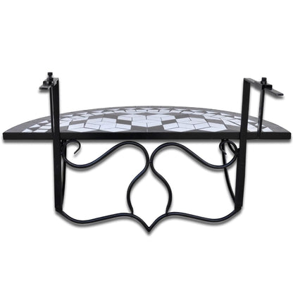 vidaXL Hanging Balcony Table Black and White Mosaic