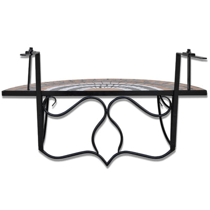 vidaXL Garden Table | Terracotta, White, Black | Iron | Medium | Foldable