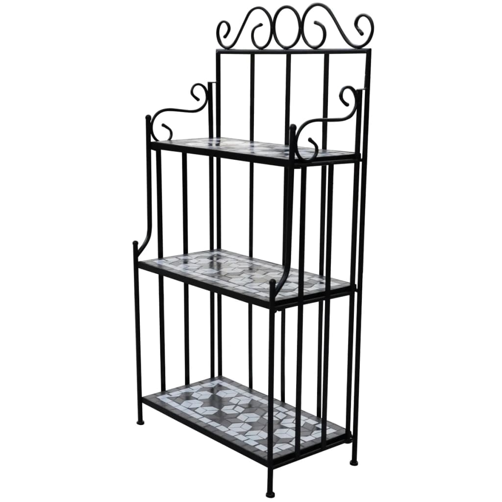 Plant Stand Plant Display Black White Mosaic Pattern