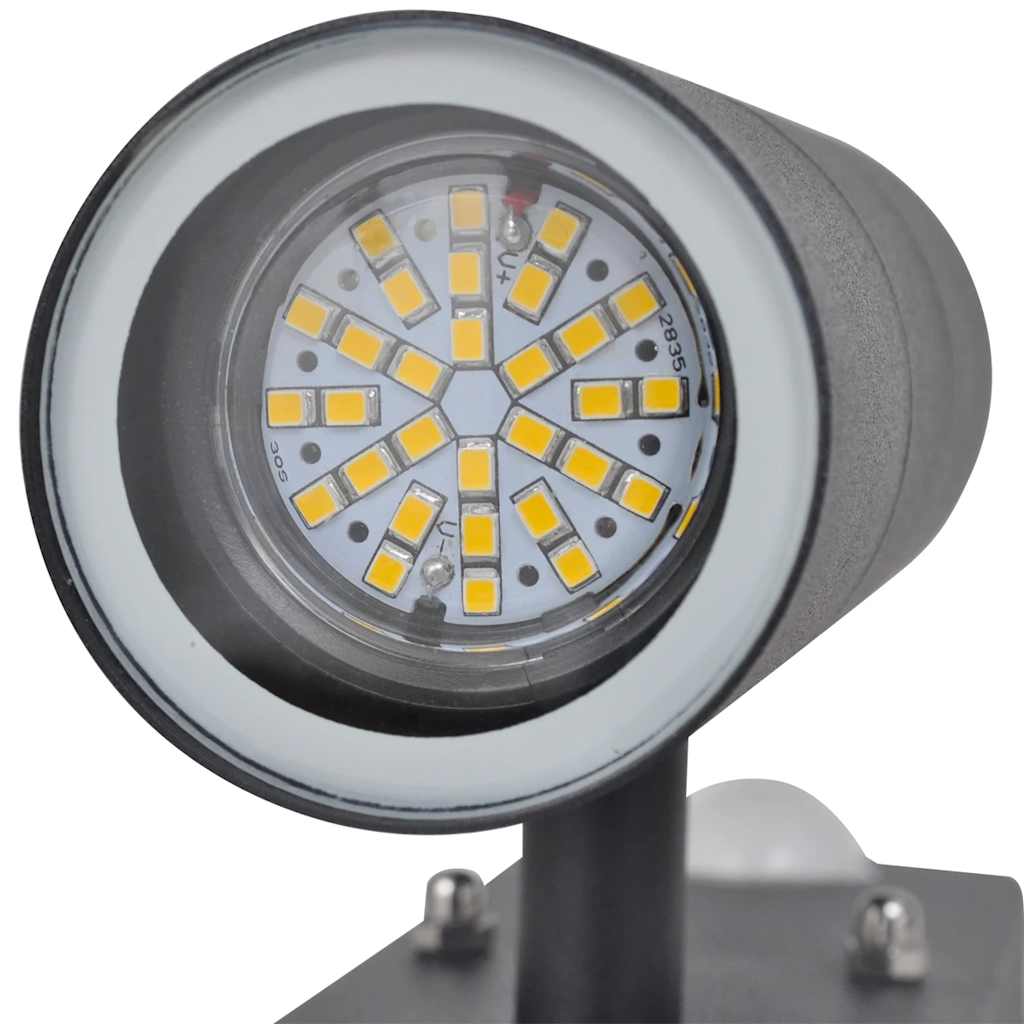 vidaXL LED Wall Lamp Stainless Steel Cylinder Shape Black with Sensor