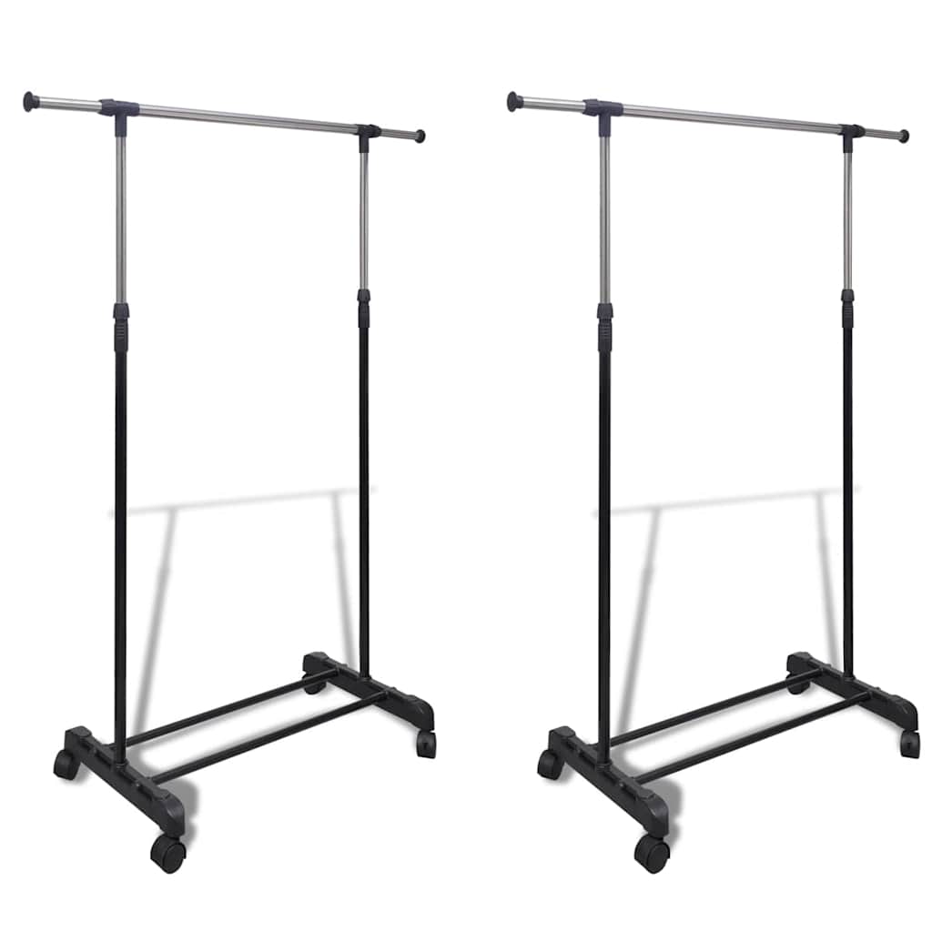 vidaXL Clothes Rack | Set of 2 | Black, Silver | Stainless steel, PP plastic