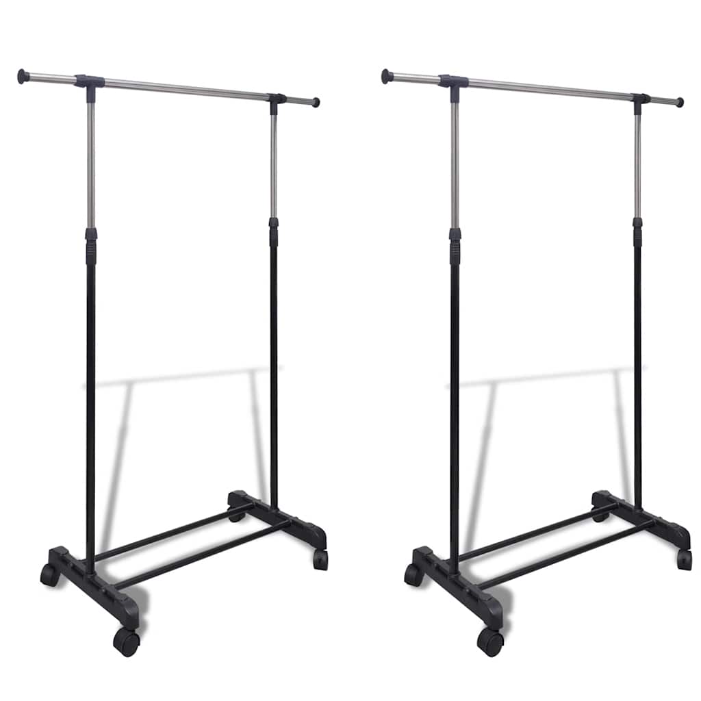 vidaXL Adjustable Clothes Racks 2 pcs 1 Hanging Rail