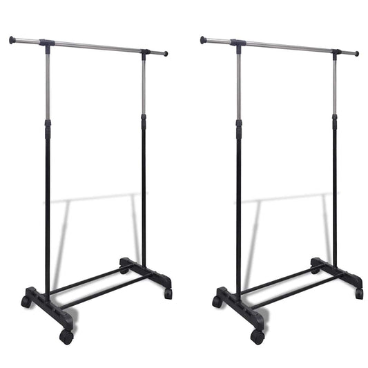 vidaXL Adjustable Clothes Racks 2 pcs 1 Hanging Rail