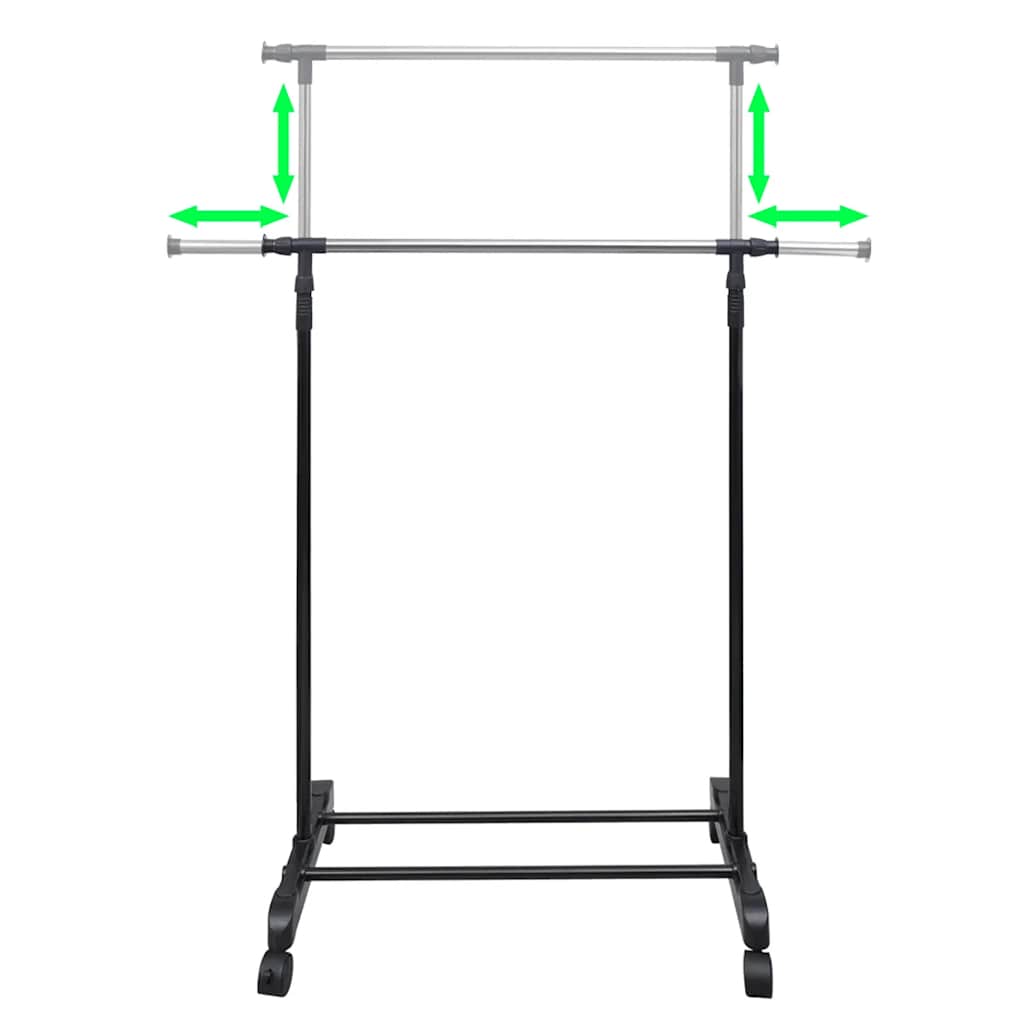 vidaXL Clothes Rack | Set of 2 | Black, Silver | Stainless steel, PP plastic