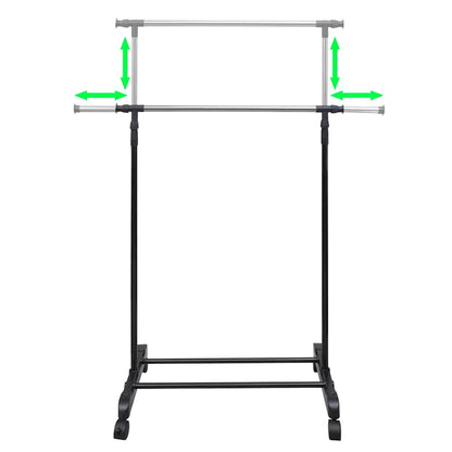 vidaXL Clothes Rack | Set of 2 | Black, Silver | Stainless steel, PP plastic