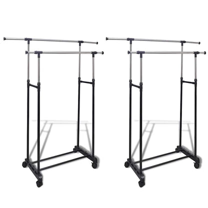 vidaXL Clothes Rack | Set of 2 | Black, Silver | Stainless Steel, PP Plastic