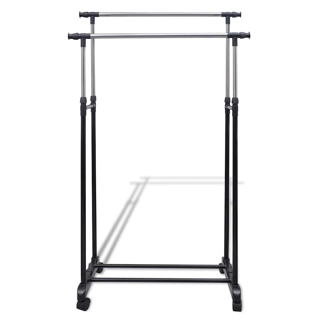 vidaXL Clothes Rack | Set of 2 | Black, Silver | Stainless Steel, PP Plastic