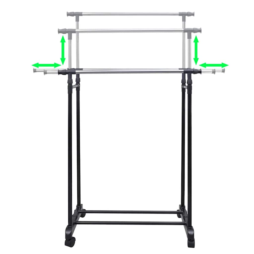 vidaXL Clothes Rack | Set of 2 | Black, Silver | Stainless Steel, PP Plastic