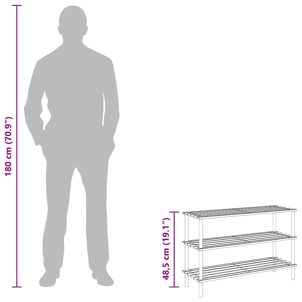 vidaXL 3-Tier Shoe Racks 2 pcs Solid Fir Wood