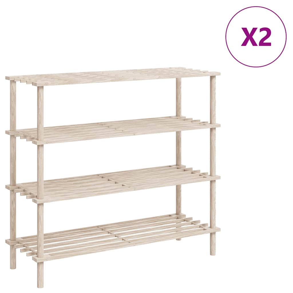 vidaXL 4-Tier Shoe Racks 2 pcs Solid Fir Wood