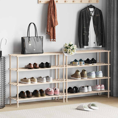 vidaXL 4-Tier Shoe Racks 2 pcs Solid Fir Wood