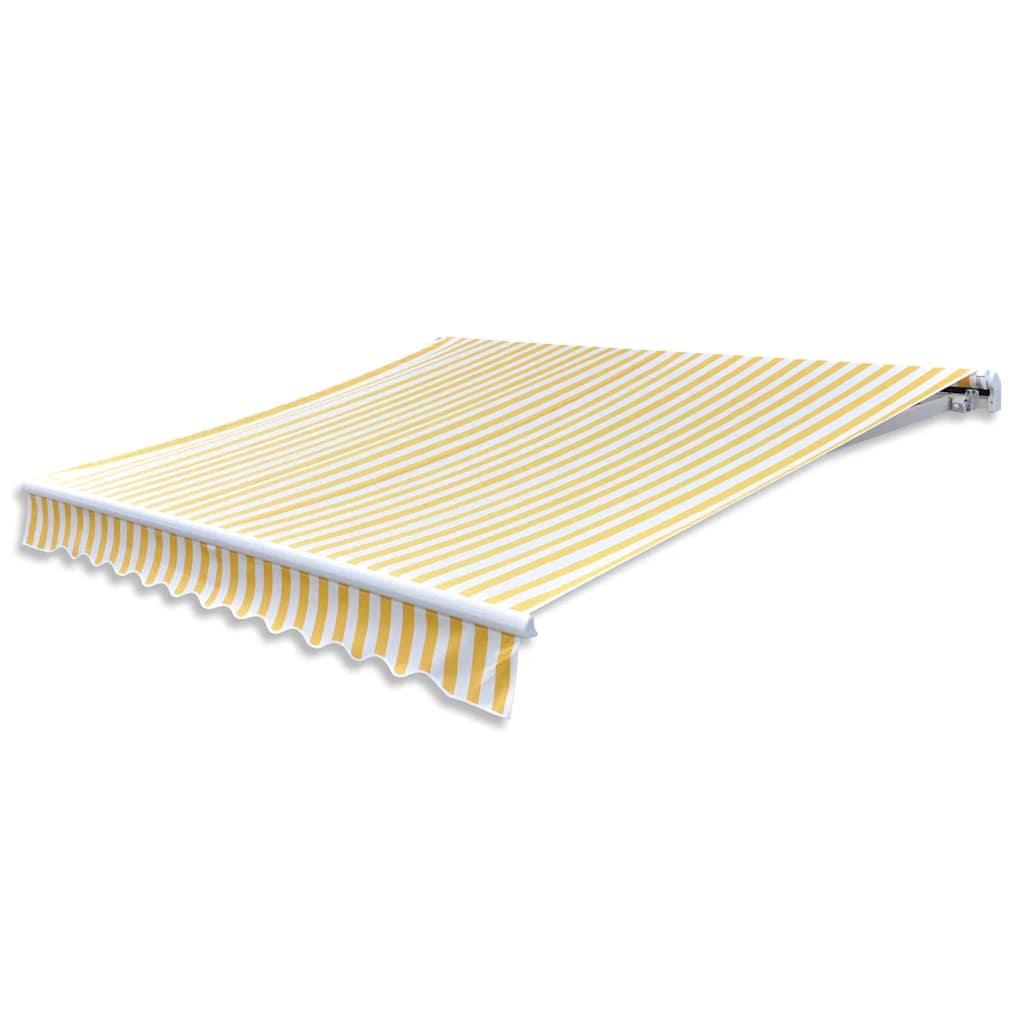vidaXL Manual Awning 3 x 2.5 m Yellow and White Stripe 100% Polyester