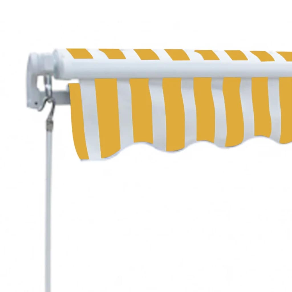 vidaXL Manual Awning 3 x 2.5 m Yellow and White Stripe 100% Polyester