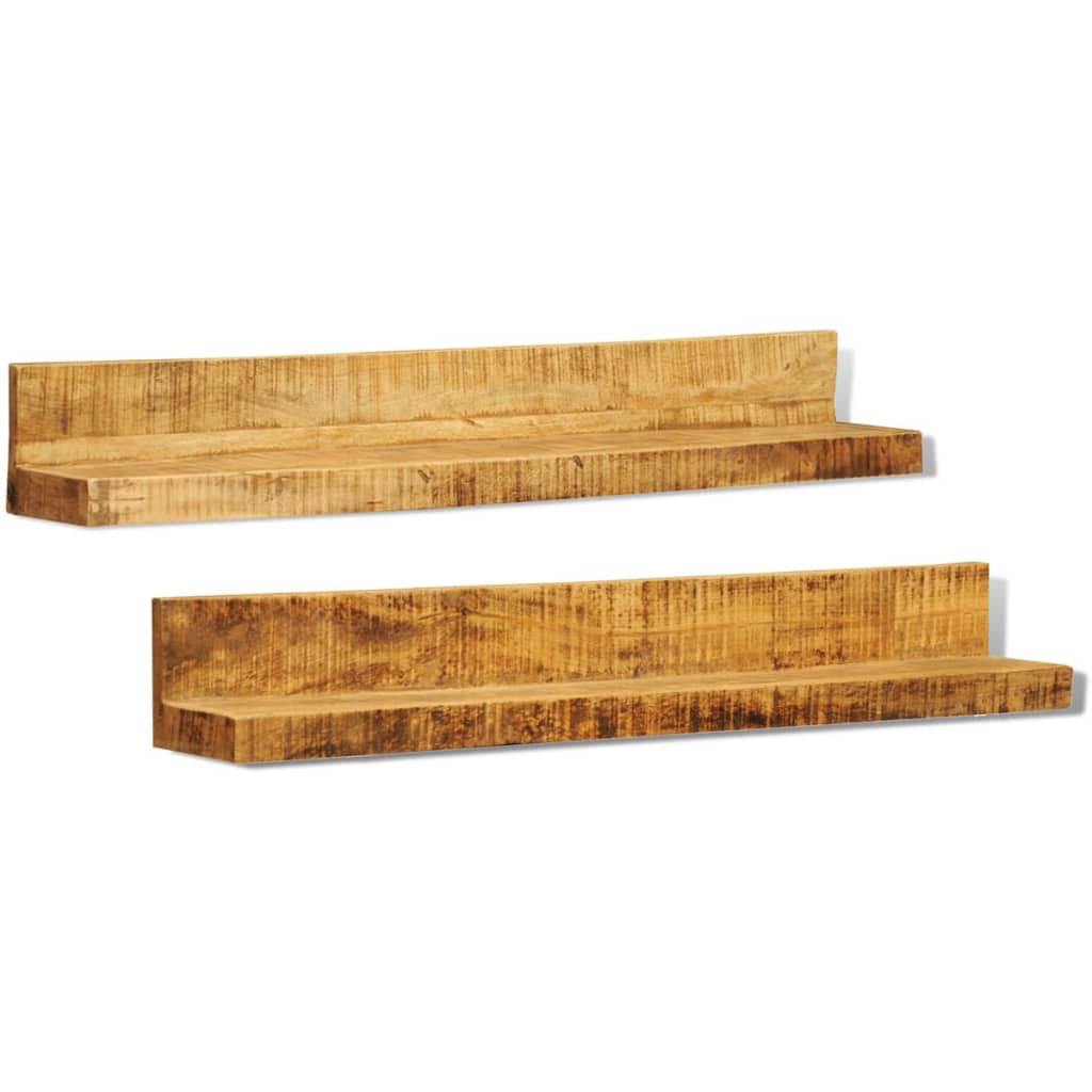 241088 vidaXL Display Shelf 2 pcs Solid Wood Wall-Mounted