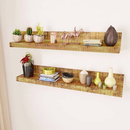 241088 vidaXL Display Shelf 2 pcs Solid Wood Wall-Mounted