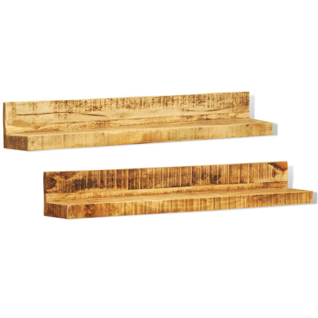 241088 vidaXL Display Shelf 2 pcs Solid Wood Wall-Mounted