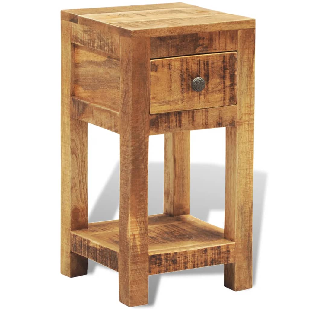 241090 vidaXL Nightstand with 1 Drawer Solid Mango Wood