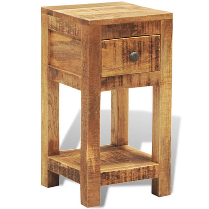 241090 vidaXL Nightstand with 1 Drawer Solid Mango Wood