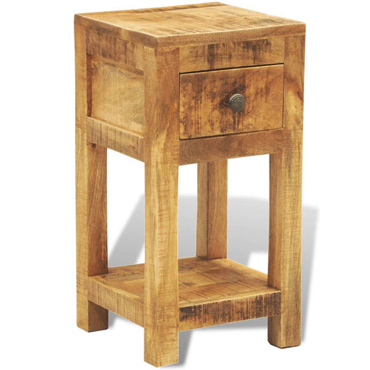241090 vidaXL Nightstand with 1 Drawer Solid Mango Wood