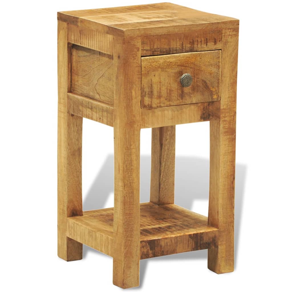 241090 vidaXL Nightstand with 1 Drawer Solid Mango Wood