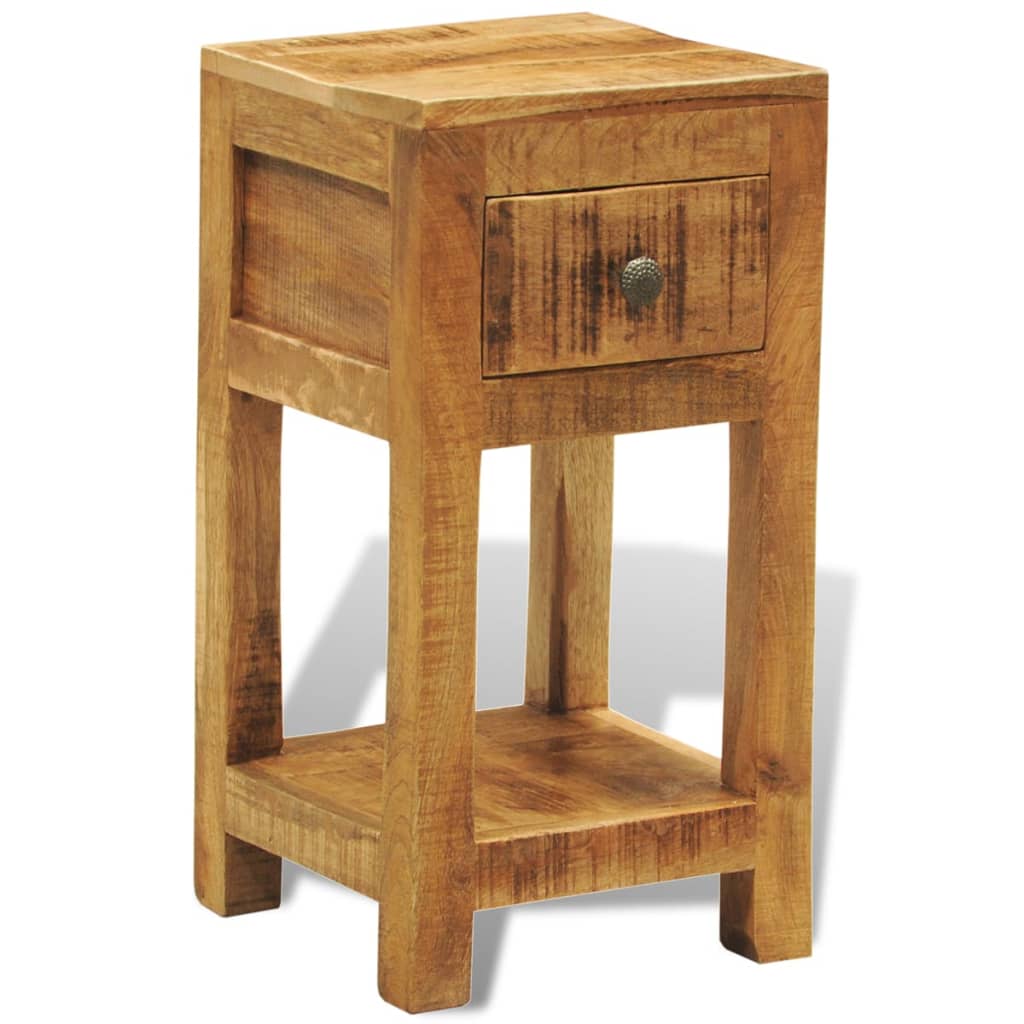 241090 vidaXL Nightstand with 1 Drawer Solid Mango Wood