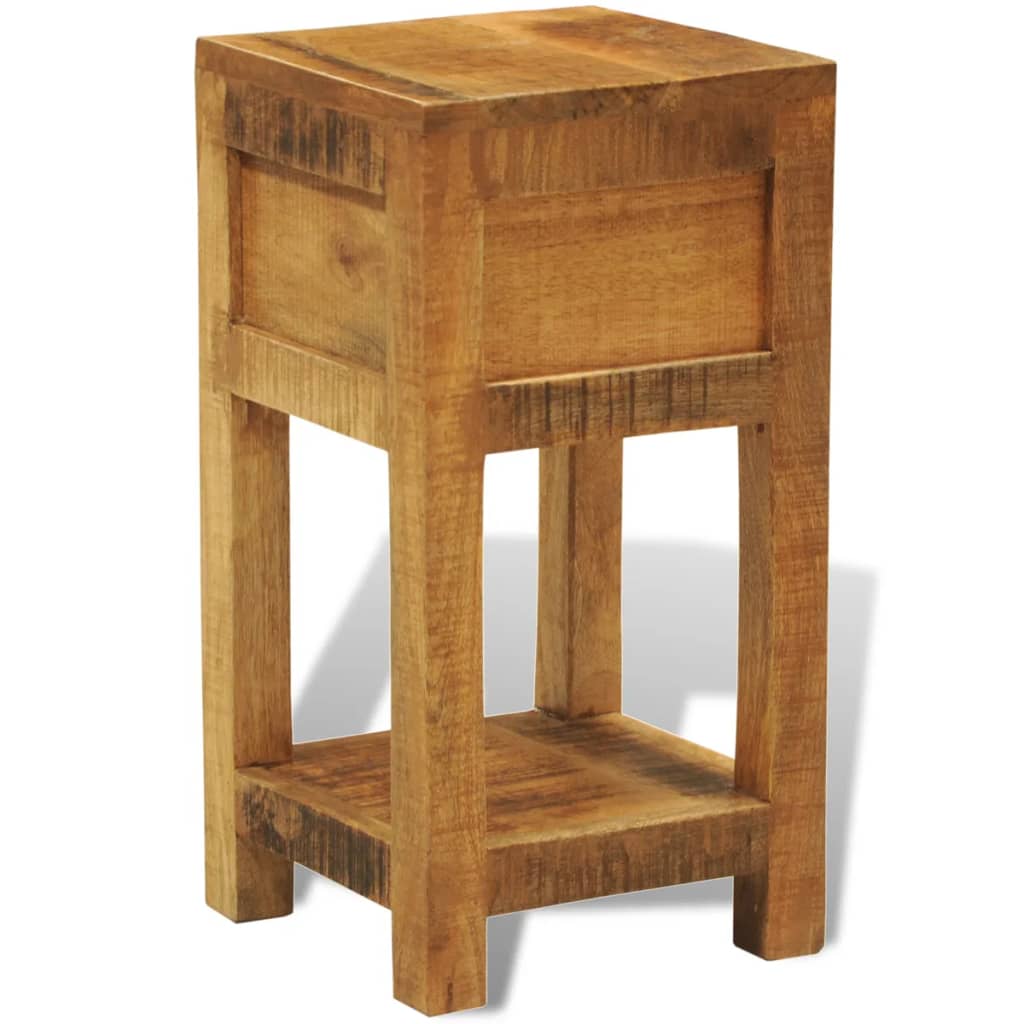 241090 vidaXL Nightstand with 1 Drawer Solid Mango Wood