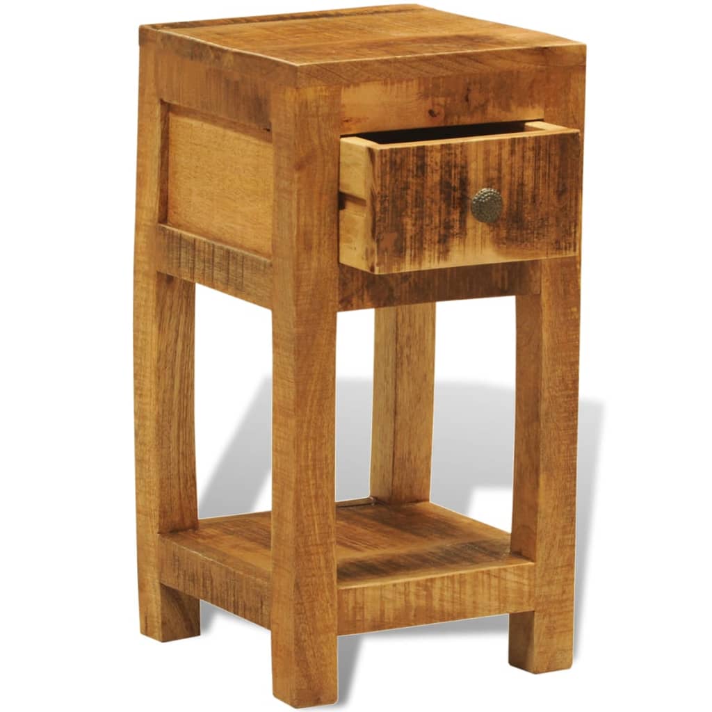 241090 vidaXL Nightstand with 1 Drawer Solid Mango Wood